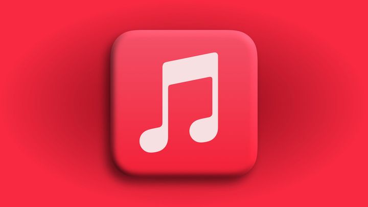 The red Apple Music icon in a bubbly style on top of a red background