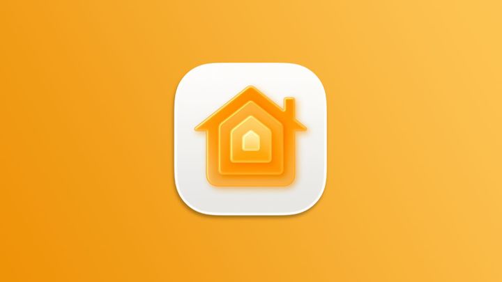 The Apple Home icon which features a layered orange glyph of a house on a white background