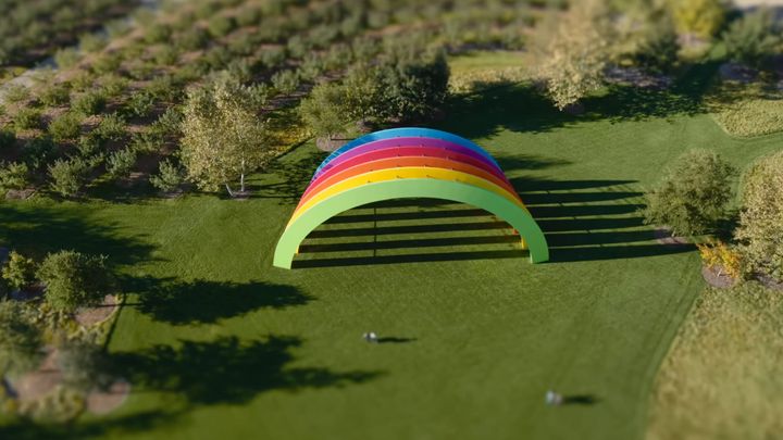 A miniature of the Apple Rainbow Stage in Apple Park used during an event