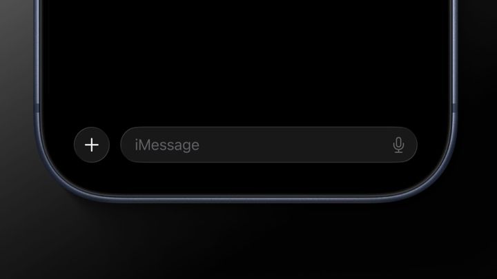 An iPhone screenshot showing the iMessage text bar at the bottom of the Messages app