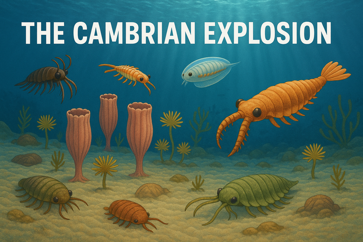 An AI generated image that looks like some sea creatures from the time of the Cambrian Explosion