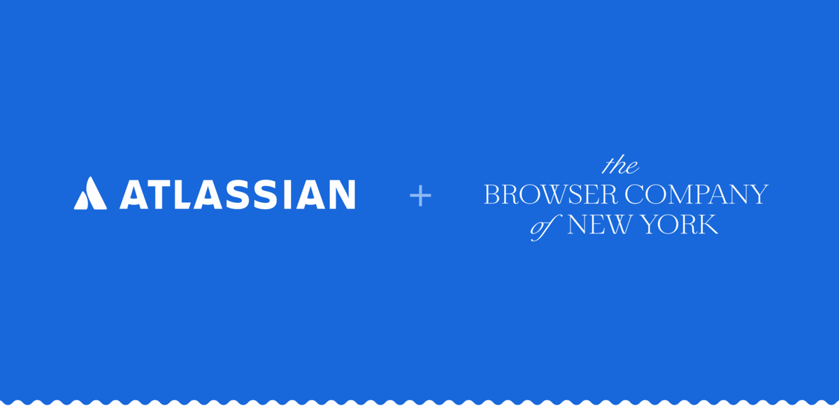 The Atlassian and The Browser Company of New York's logos on a blue background
