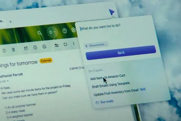A screenshot of The Browser Company's Dia browser concept showcasing an AI feature that will control your screen for you