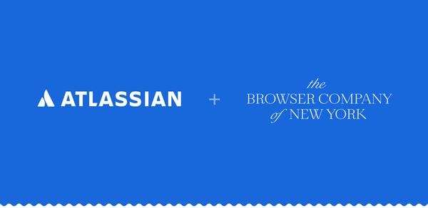 The Atlassian and The Browser Company of New York's logos on a blue background