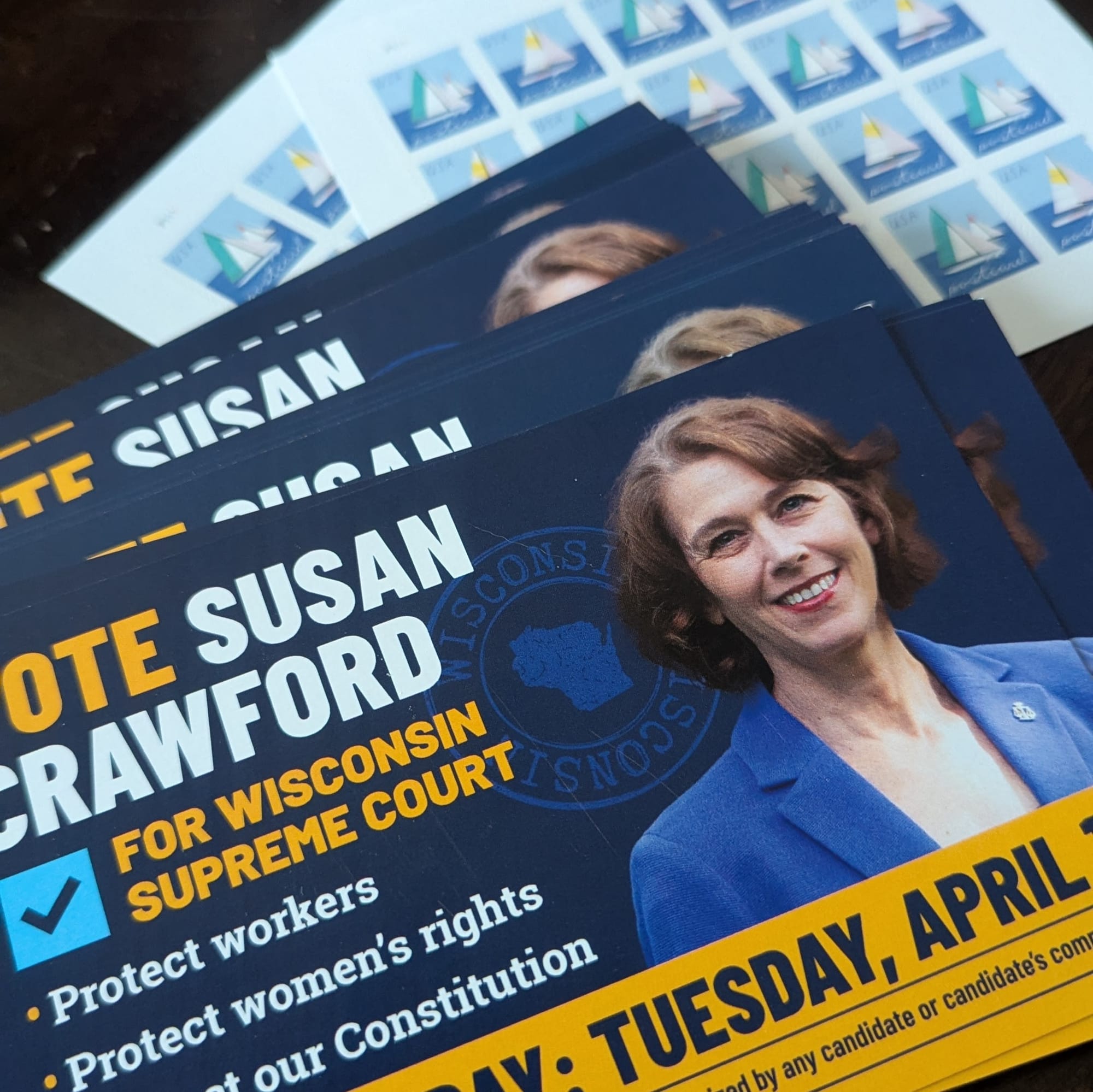Vote for Susan Crawford postcard.
