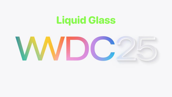 a rectangular image in landscape orientation with a white background and in a large simple sans-serif font:  WWDC25 (in rainbow colors and glass effect).