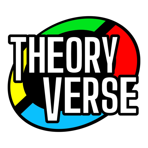 The TheoryVerse logo: THEORY VERSE in bold white letters over a green, red, blue, and yellow ring on a black background.