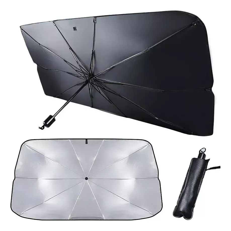 Parasol tipo paraguas para autos gris