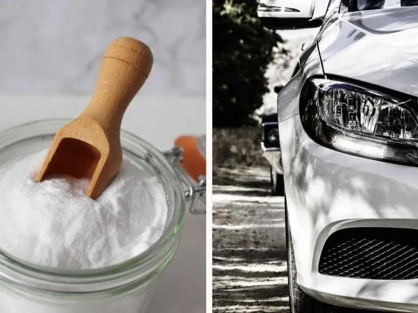 Bicarbonato de sodio junto a un auto