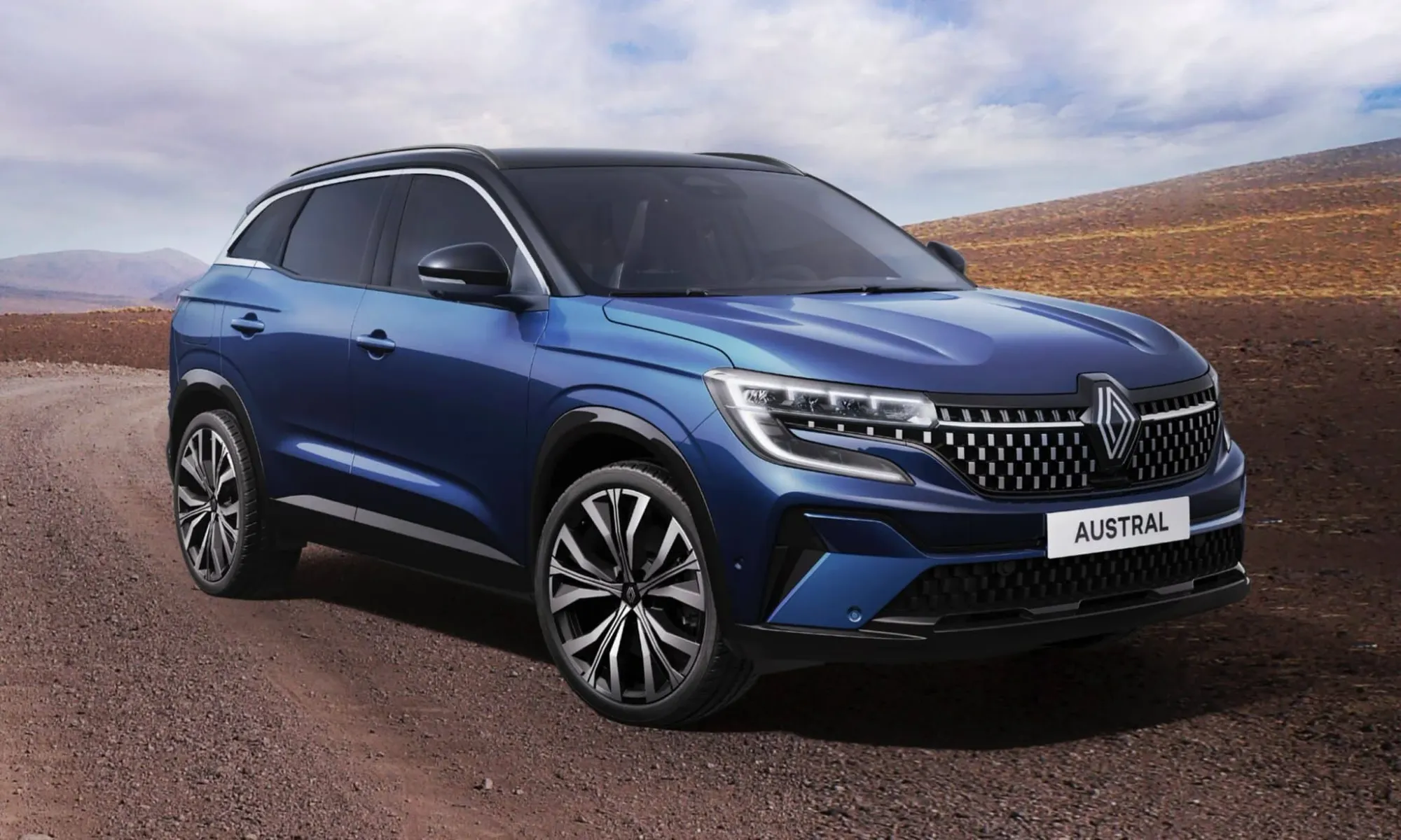 Vista frontal del Renault Austral en color gris pizarra satinado