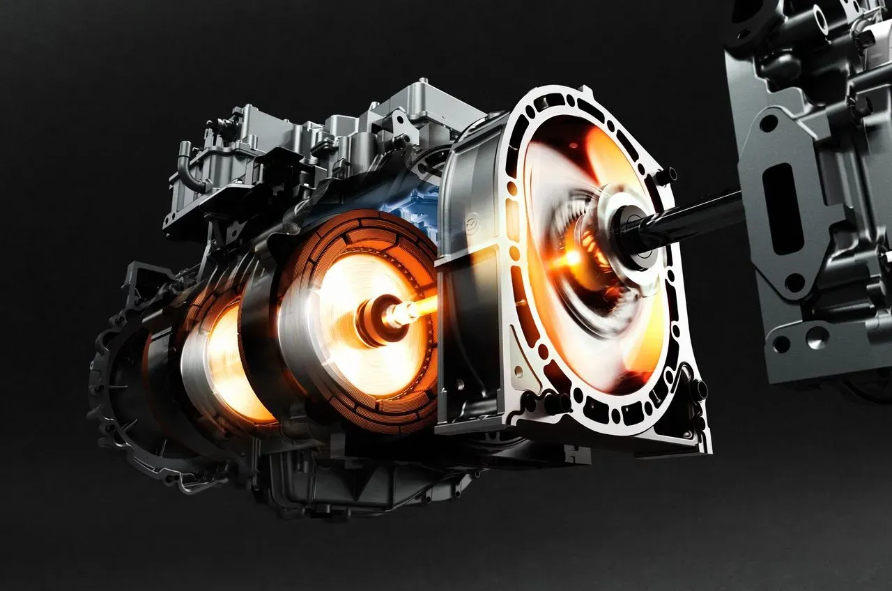 Componentes internos de un motor rotativo desmontado