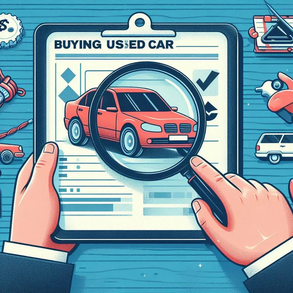 Mano sosteniendo lupa sobre documento de auto