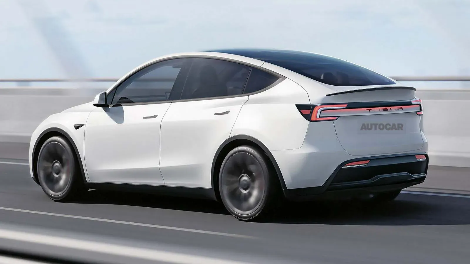 Vista trasera de un tesla model y color blanco