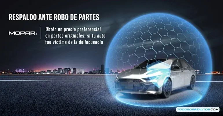 Imagen ilustrativa del robo de autopartes o del logo de Mopar, mostrando la problemática a la que se enfrenta el programa