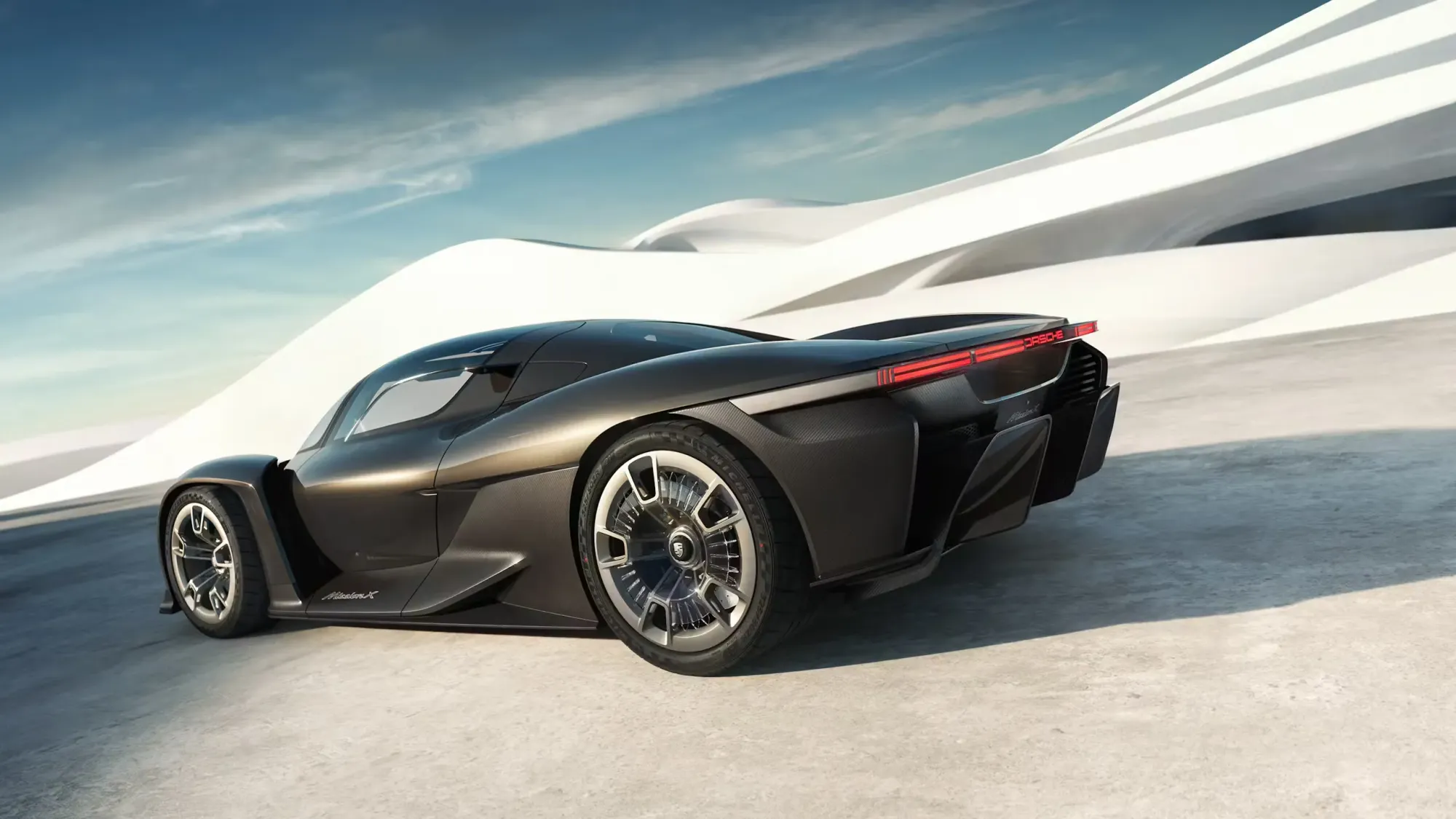Vista frontal del Porsche Mission X