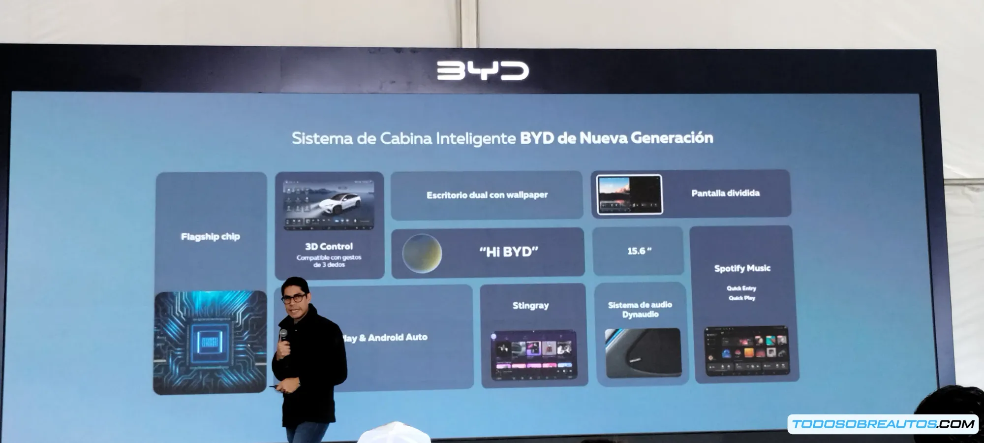 Interior del BYD Sealion 7 mostrando la pantalla táctil y los asientos de cuero