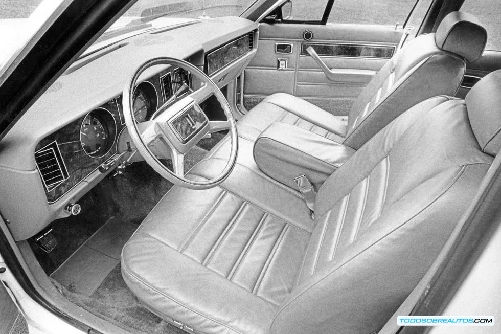 Detalle de los paneles de madera sintética del Ford Fairmont Squire 1980.