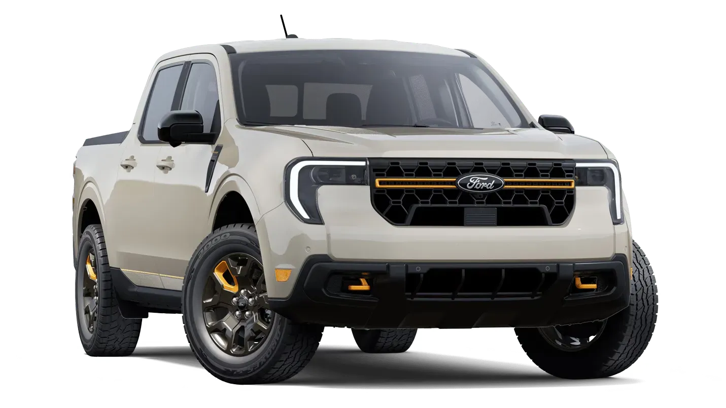 Vista frontal de la Ford Maverick 2025 en color azul