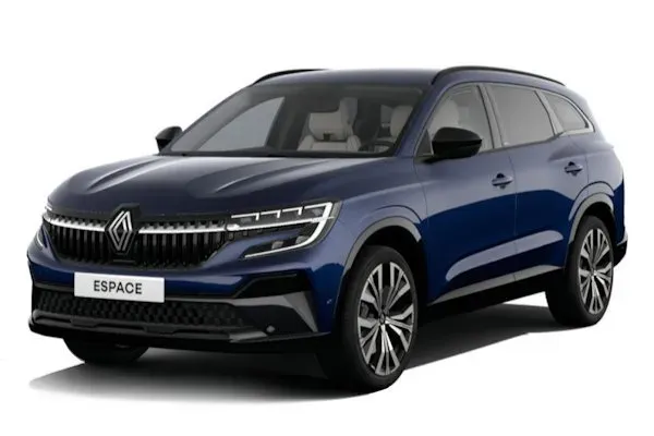 Vista frontal del Renault Espace 2025 en color rojo