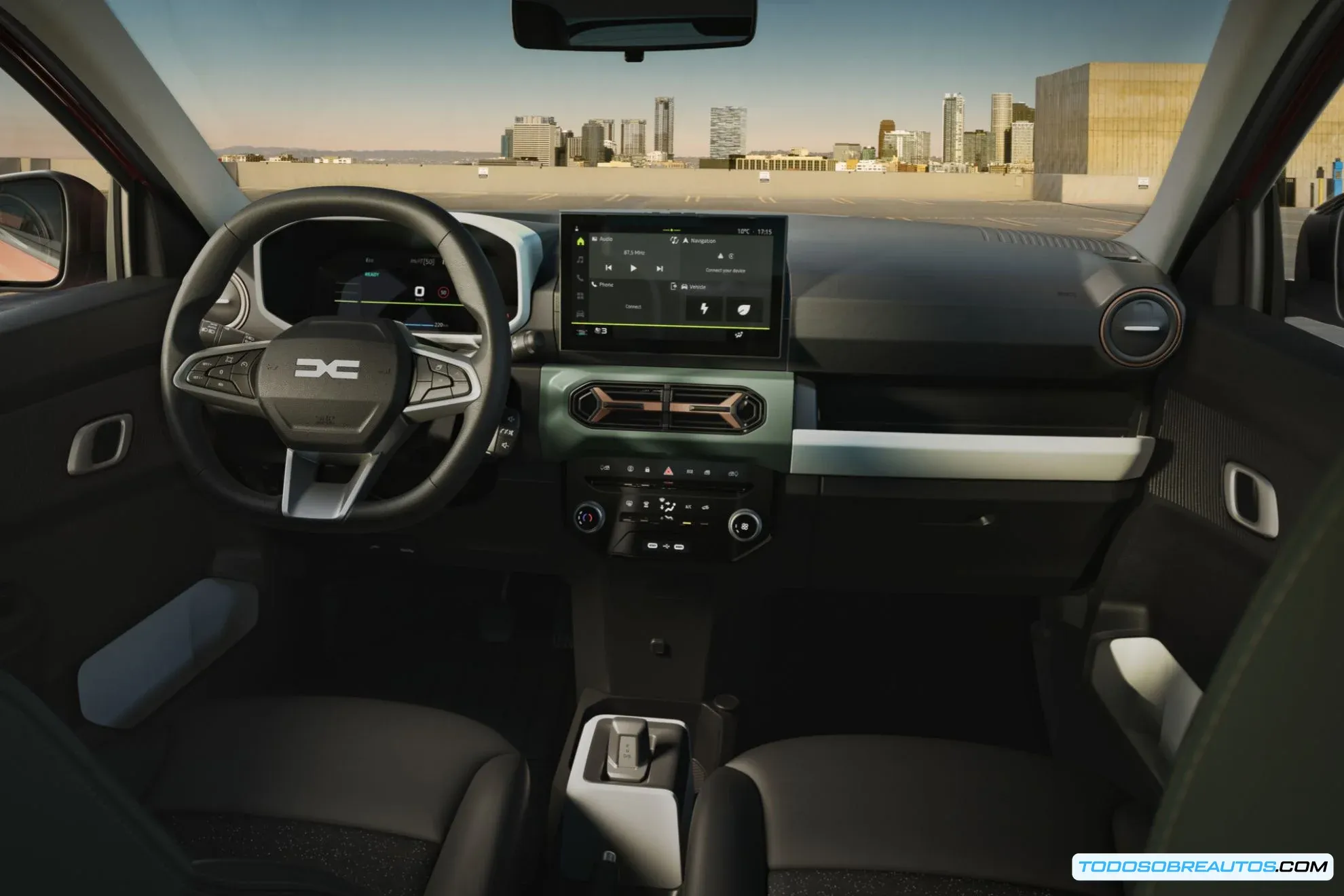 Dacia Spring Extreme 2025: Detalle de los faros, adhesivos y diseño exterior.