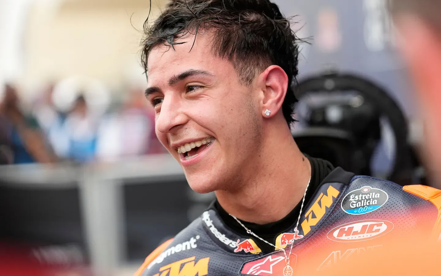 José Antonio Rueda celebrando en el podio de Moto3 Austin 2025