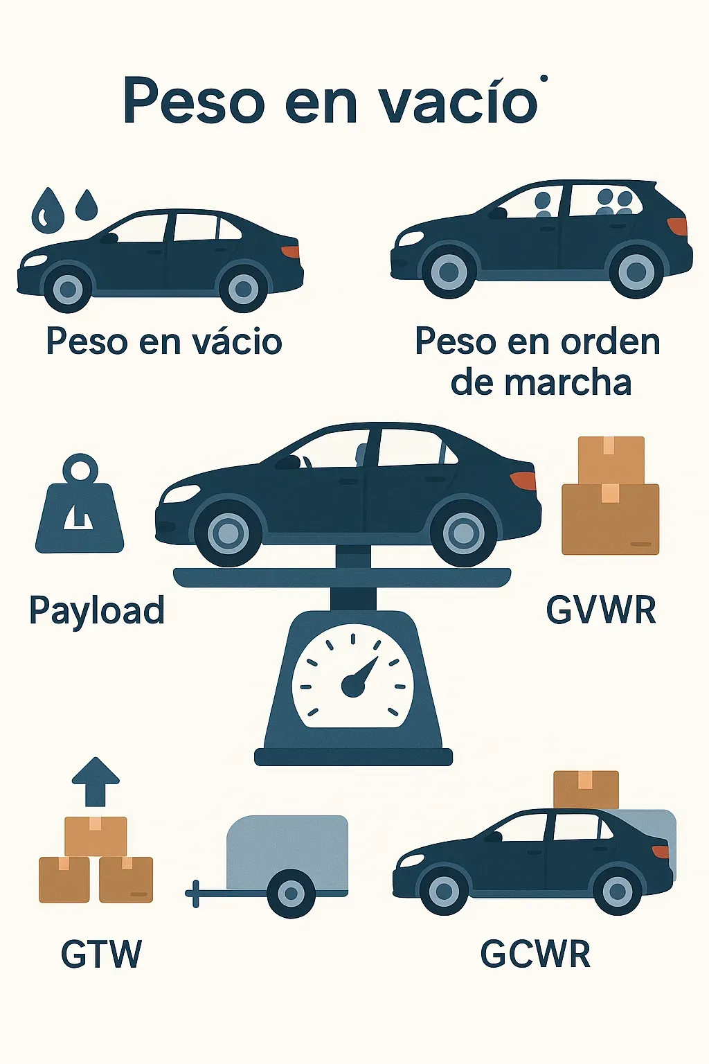 Infografía de tipos de peso vehicular