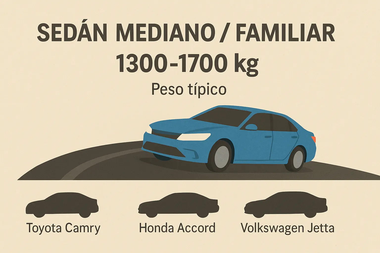 Infografía peso sedán mediano 1300-1700 kg