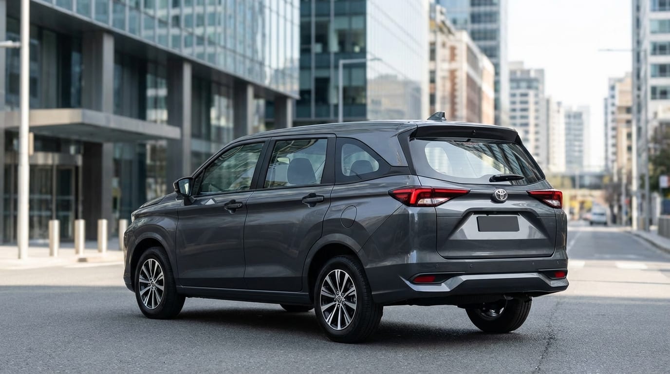 Toyota Avanza 2025 - Vista trasera en contexto urbano para familia y negocios