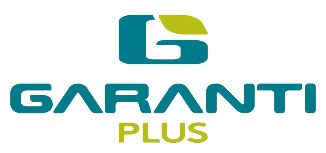 Logotipo de GarantiPLUS Latam en gráfico de crecimiento