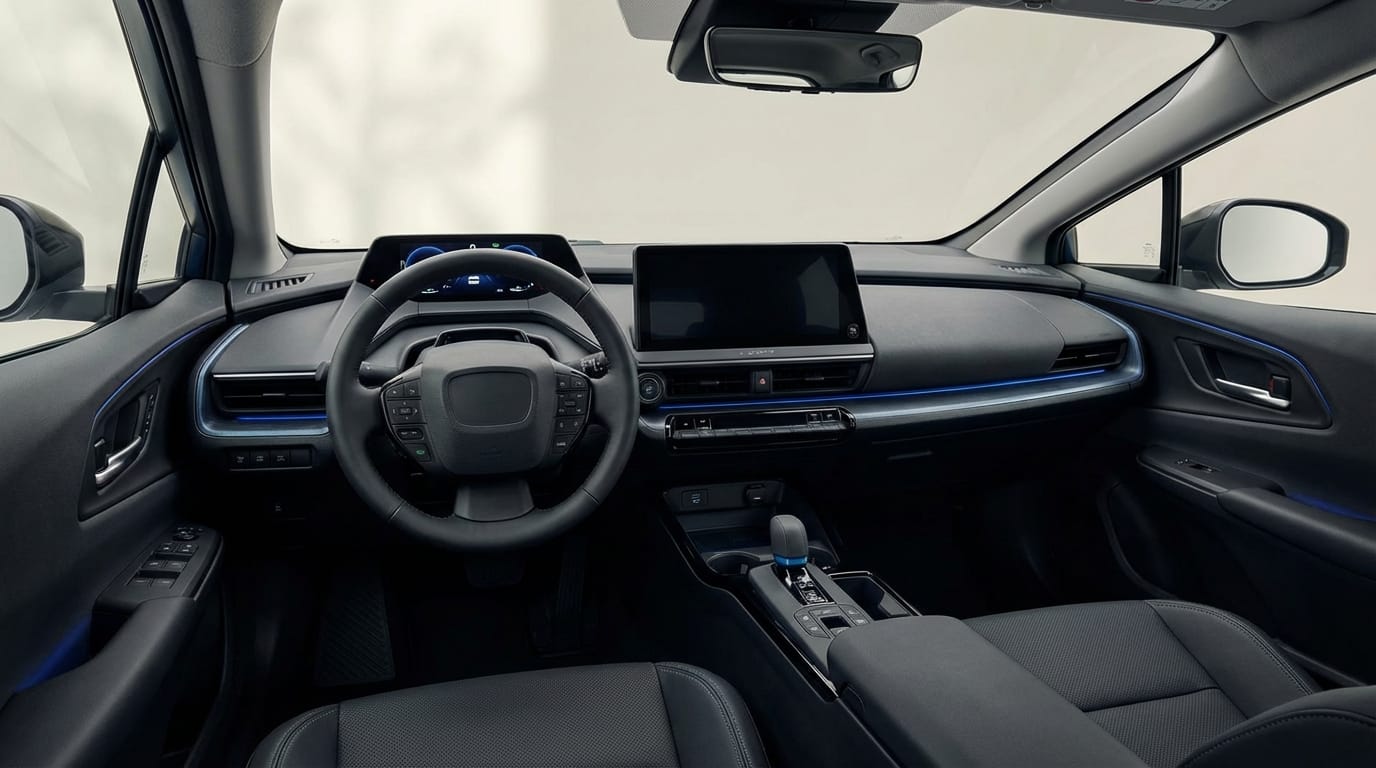 Toyota Prius 2025 - Interior moderno con pantalla digital y materiales premium