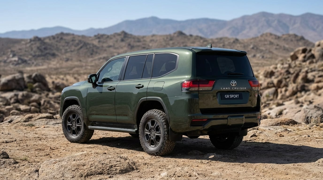 Toyota Land Cruiser GR Sport 2024 - Vista trasera en terreno rocoso