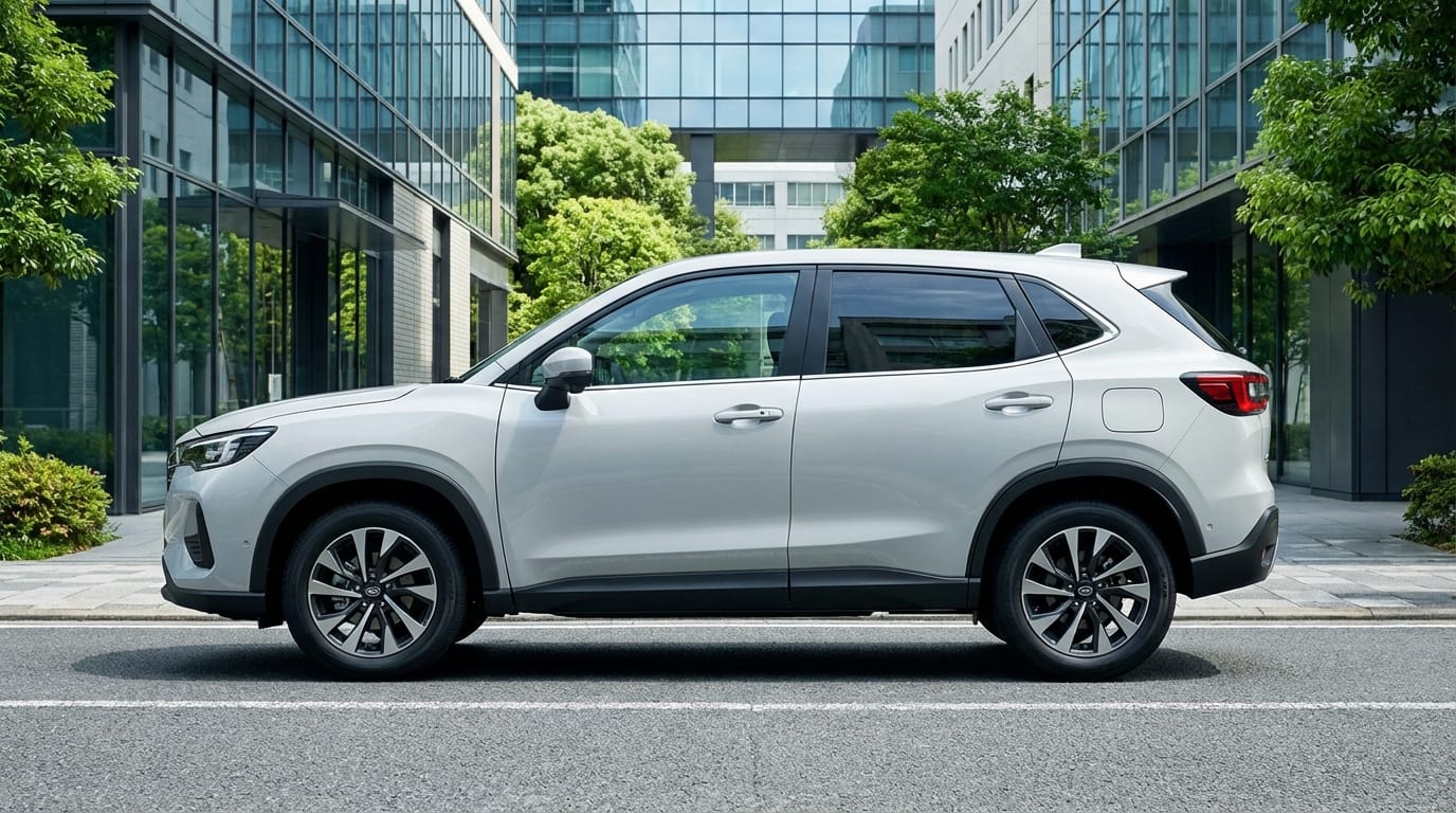 Subaru Rex e-Smart Hybrid 2025 - Vista lateral en entorno urbano