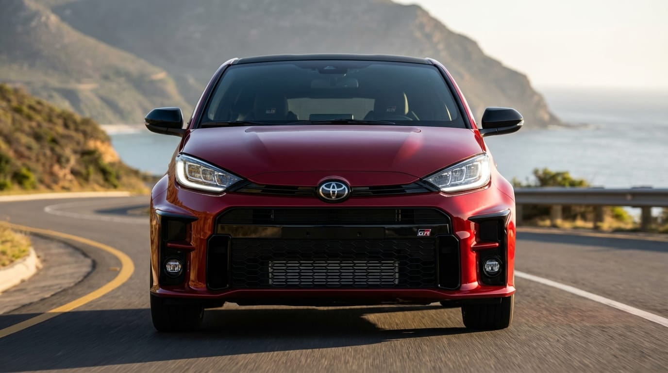 Toyota GR Yaris 2025 - Vista frontal baja mostrando las tomas de aire del paquete aerodinámico