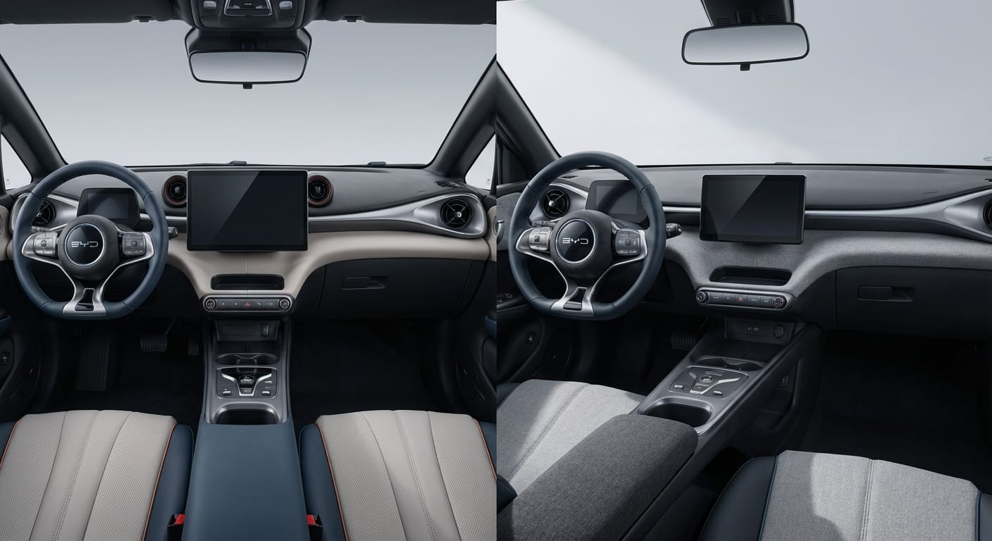 Interior del BYD Dolphin vs. Dolphin Mini