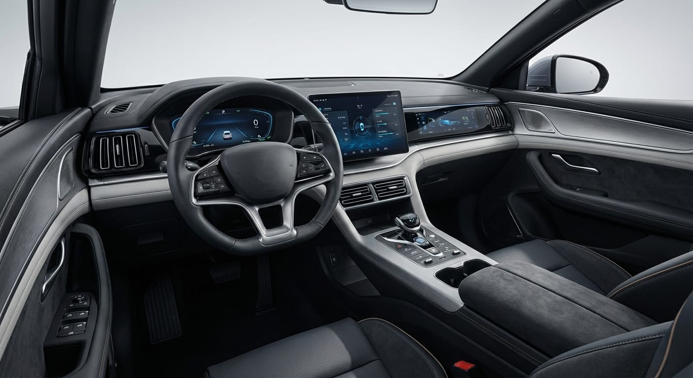 Interior del BYD Shark a prueba