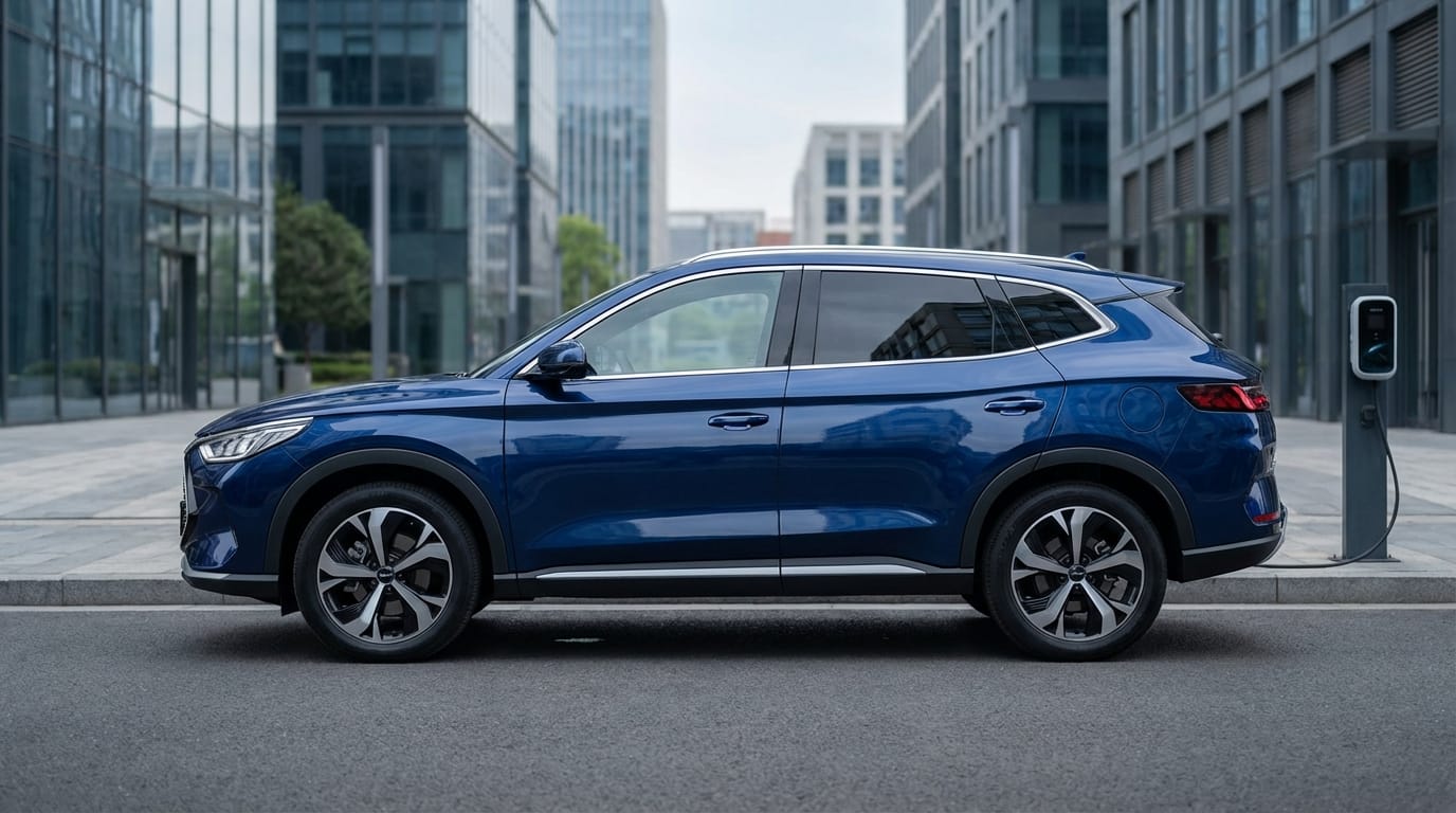 BYD SEALION 7 - Perfil lateral - SUV eléctrico con Blade Battery en entorno urbano