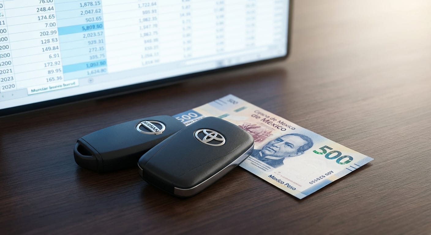 Concepto visual del costo inicial y la inversión para adquirir una Nissan Urvan 2026 versus una Toyota Hiace 2026.