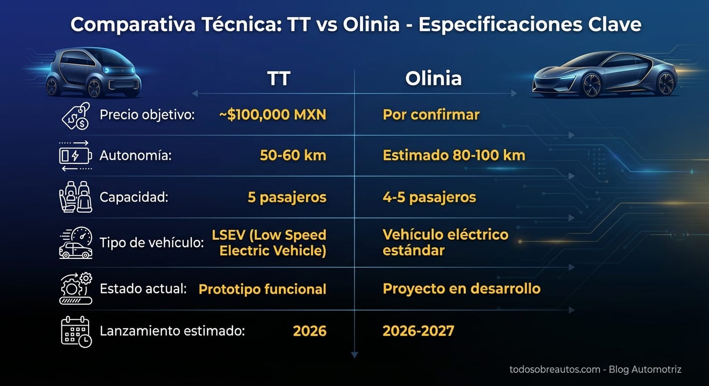 Infografía: Comparativa Técnica: TT vs Olinia - Especificaciones Clave