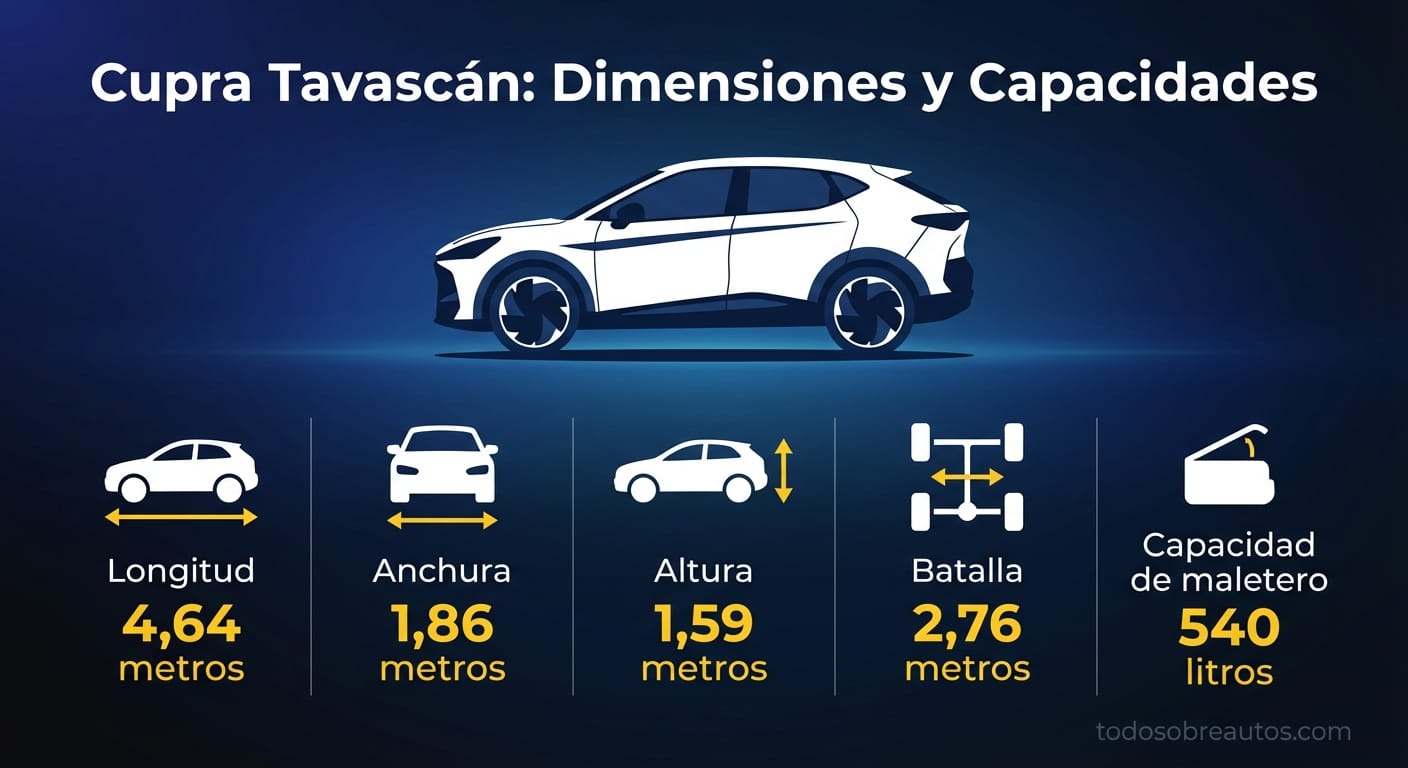 Infografía con las dimensiones y especificaciones del Cupra Tavascán