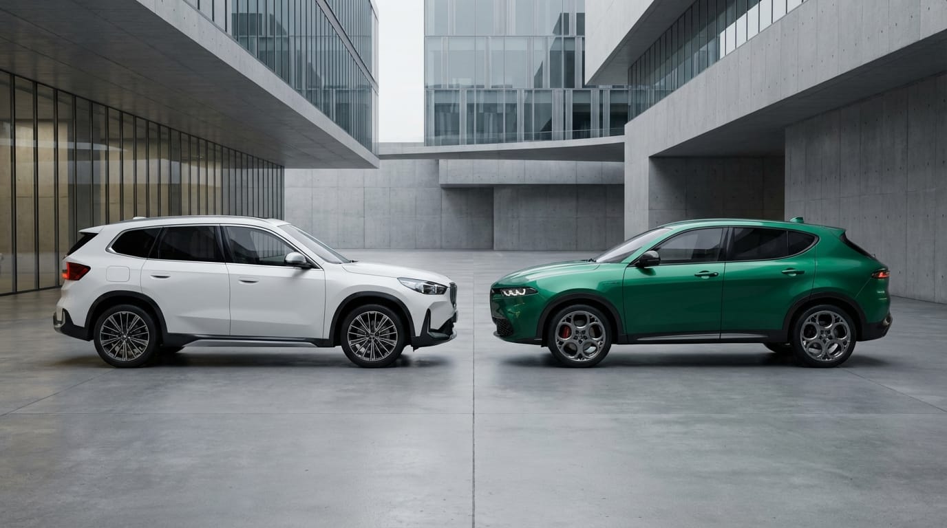 Comparativa de diseño: perfil del BMW X1 y Alfa Romeo Tonale 2025