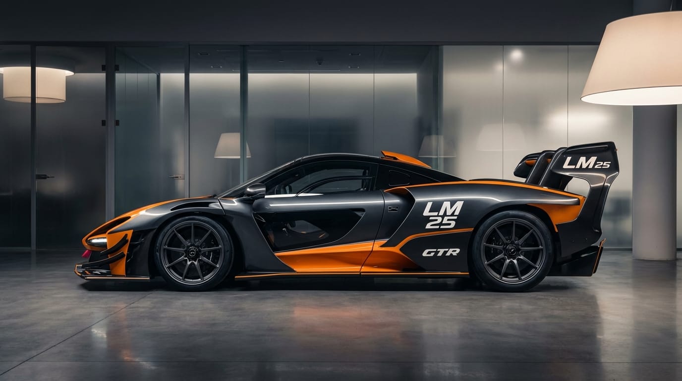 McLaren Senna GTR LM 25 by Lanzante 2020 - Perfil lateral mostrando aerodinámica y detalles de edición