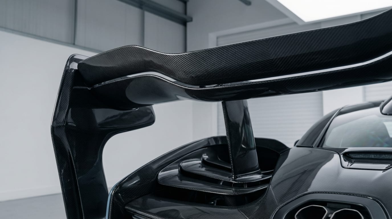 McLaren Senna GTR LM 25 by Lanzante 2020 - Detalle del alerón trasero y difusor en fibra de carbono