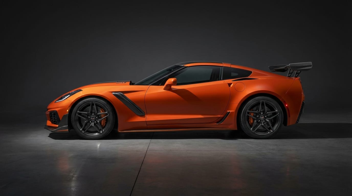 Chevrolet Corvette ZR1 2019 - Perfil lateral mostrando su aerodinámica agresiva y alerón trasero
