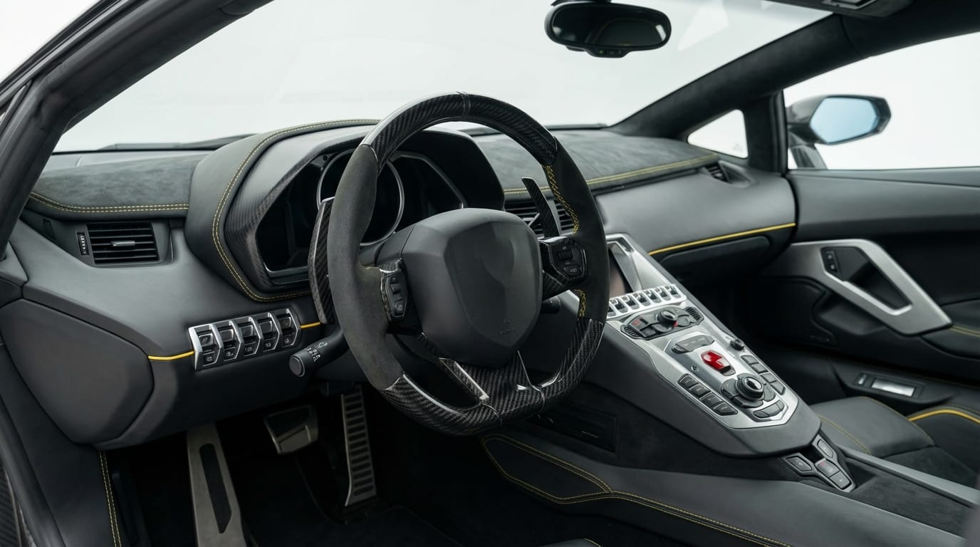 Mansory Aventador - Interior con volante de fibra de carbono y tapicería personalizada
