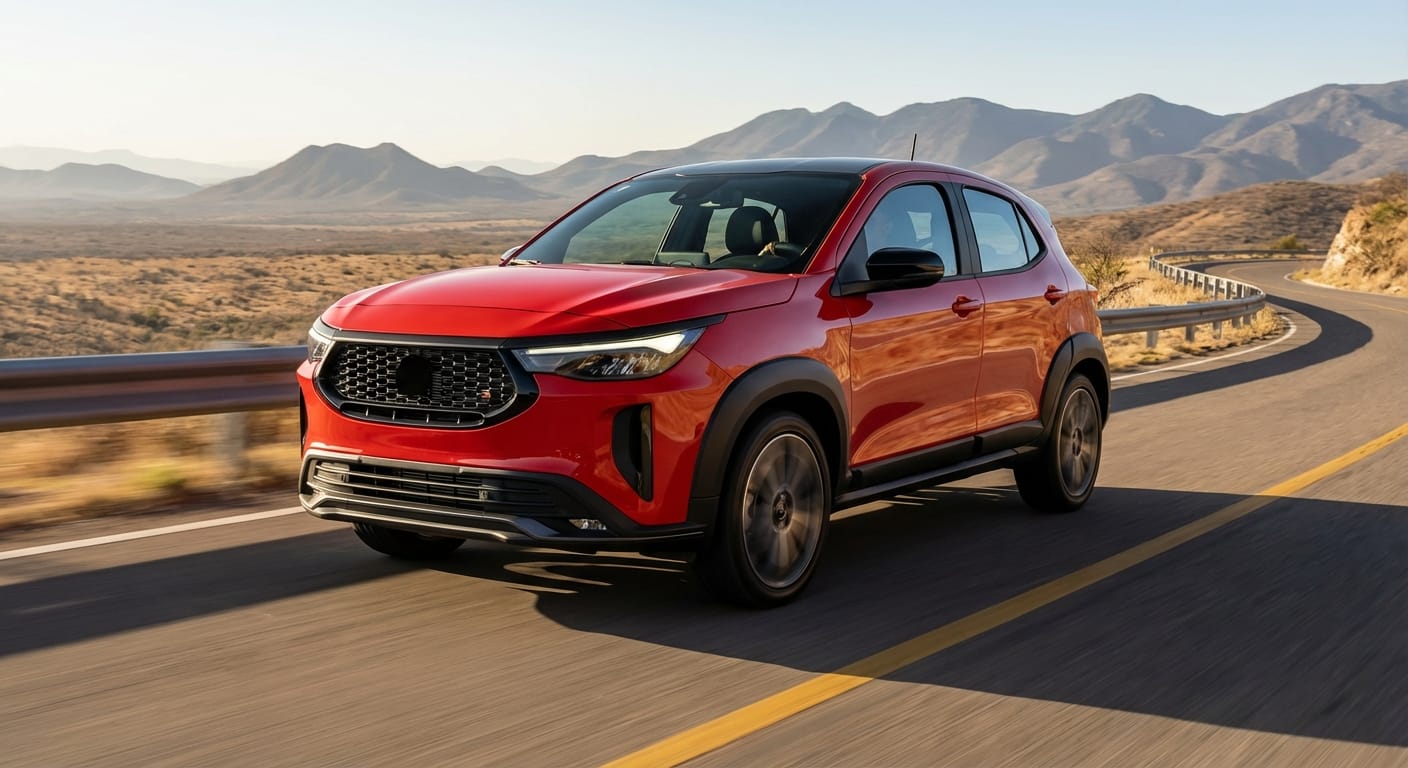 Fiat Pulse Abarth 2026 en conducción dinámica por carreteras de montaña, mostrando su agilidad y diseño deportivo italiano