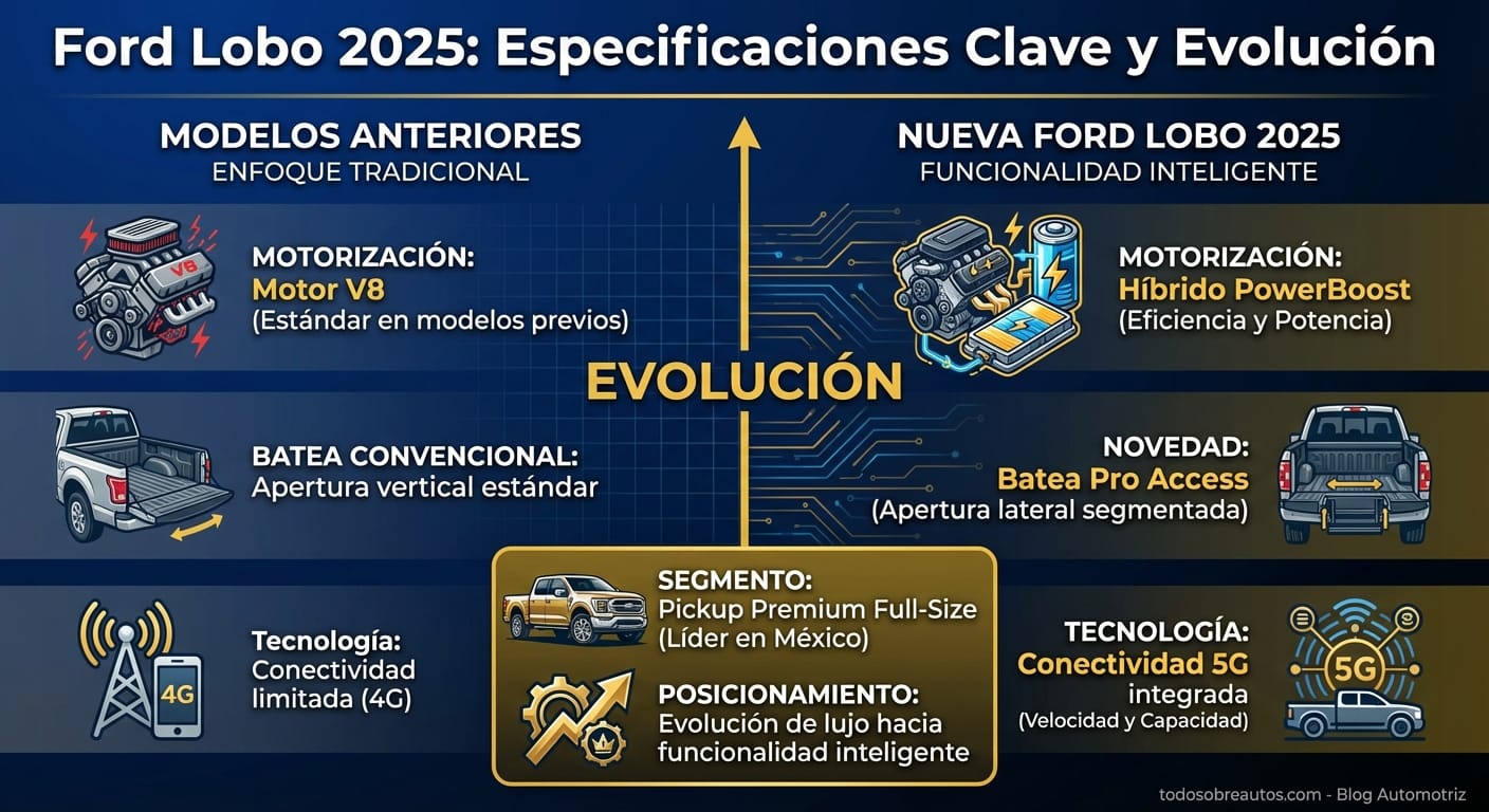 Infografía: Ford Lobo 2025: Especificaciones Clave y Evolución