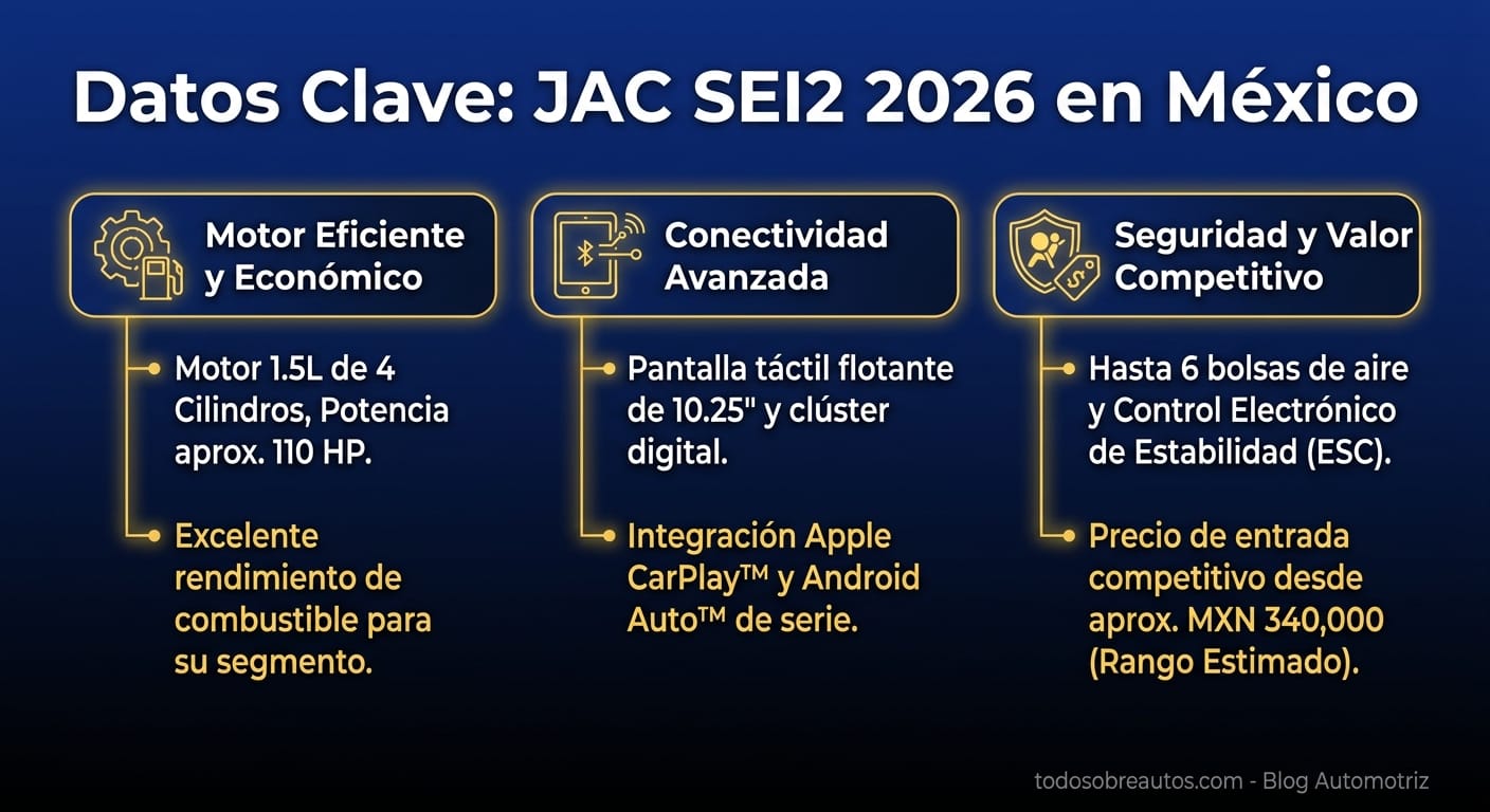 Infografía: JAC SEI2 2026 en México