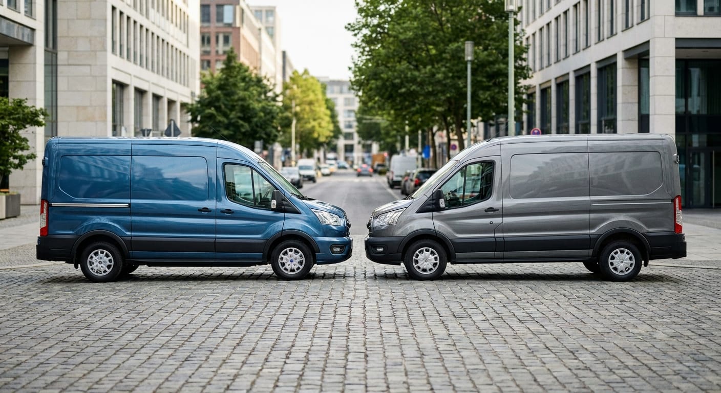 Exterior del E-Transit contra Transit diésel