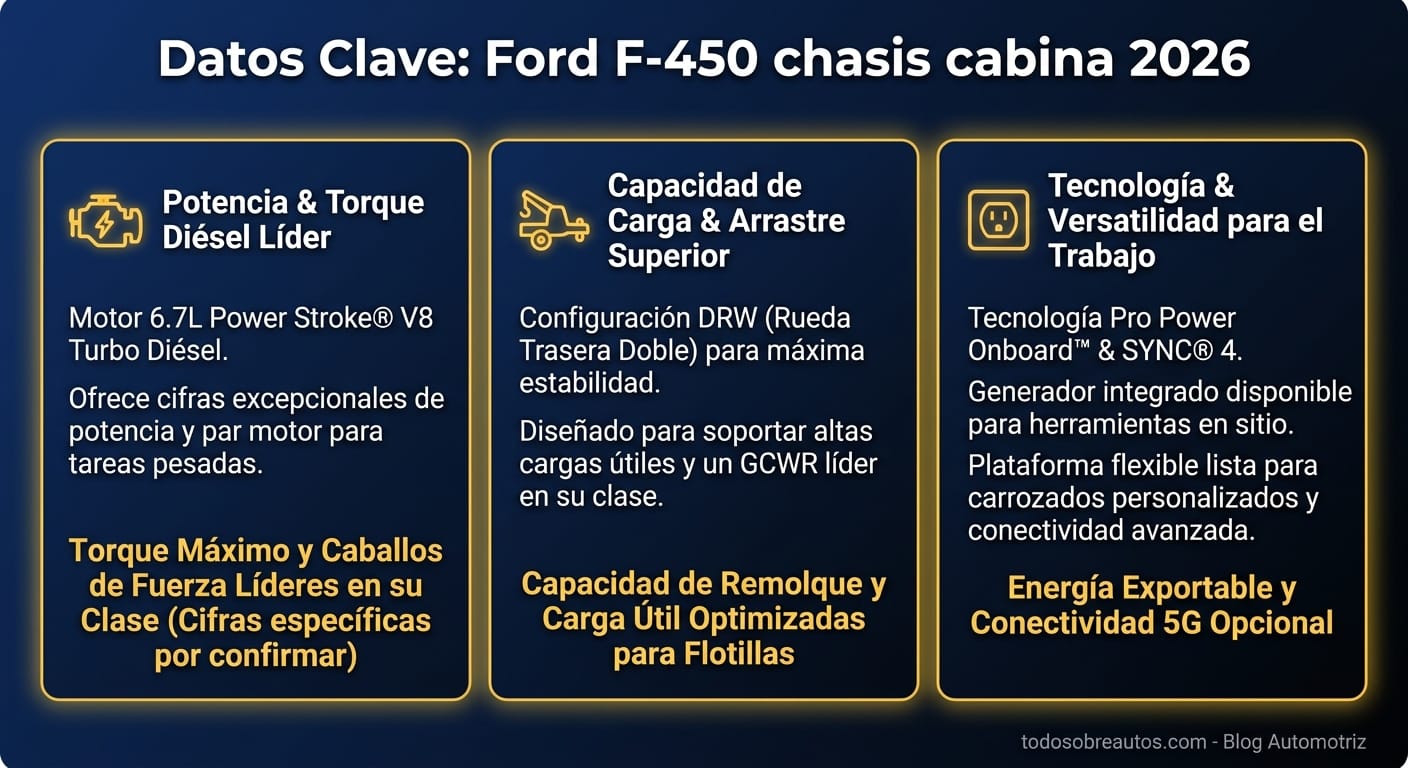 Infografía: Ford F-450 chasis cabina 2026