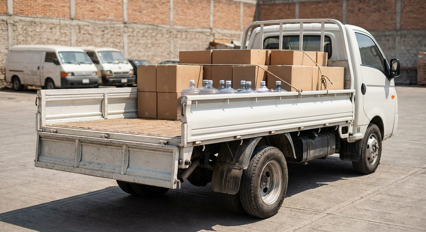 Plataforma de carga del JAC X200 2026 con mercancía asegurada
